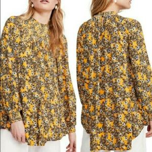 NWOT Free People Floral Long Blouse. S